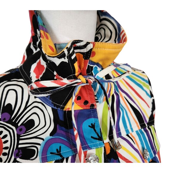 Berer Jacket Multi-Color Abstract Floral Faux Crystal Buttons Womens Size Small - Picture 6 of 11